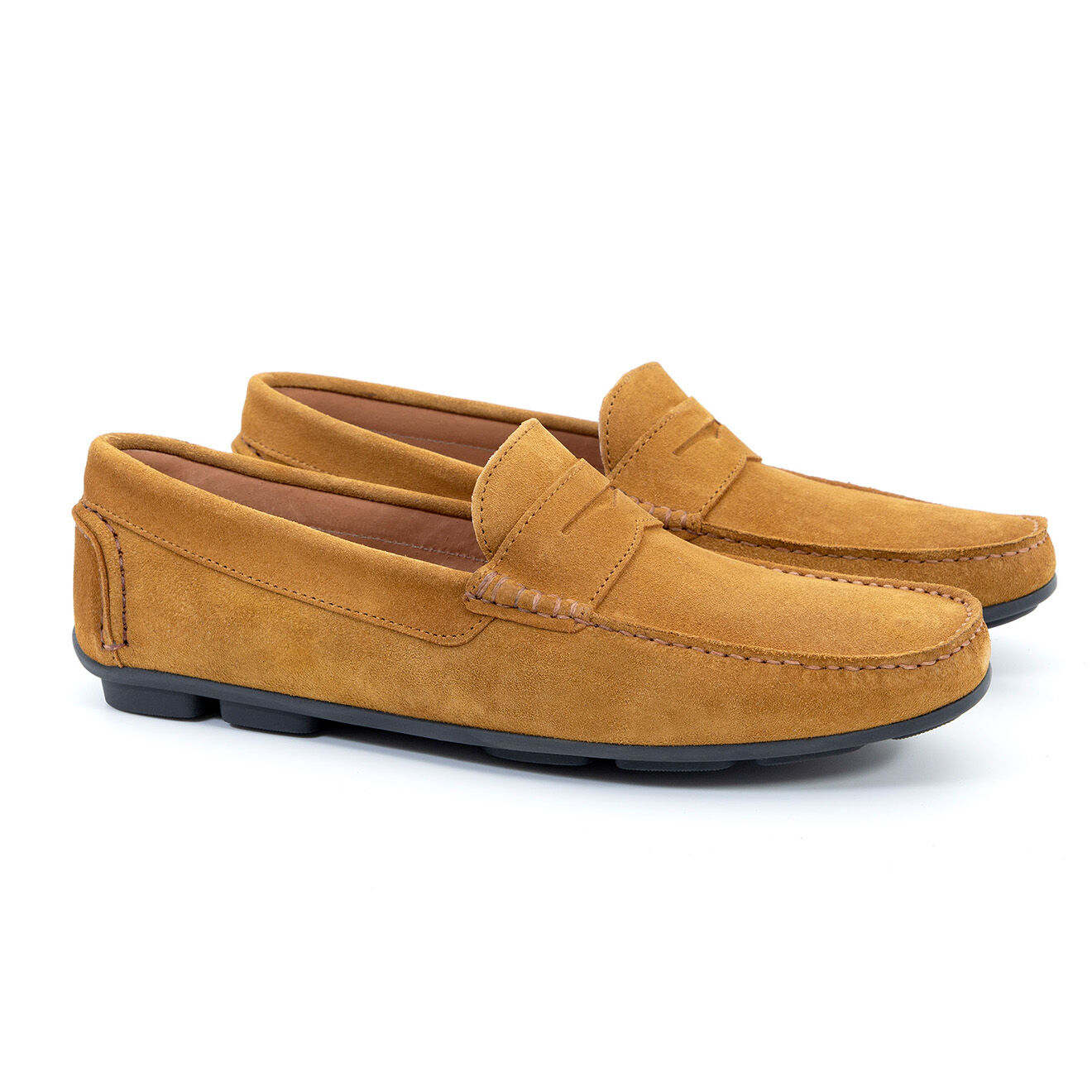 Caramelo Mocassins en Velours de Cuir Julo moutarde