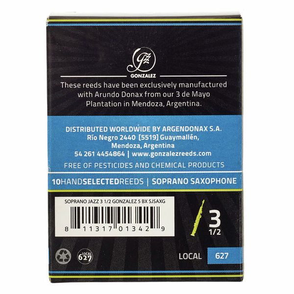 Gonzalez Soprano Sax Reed Local 627 3,5