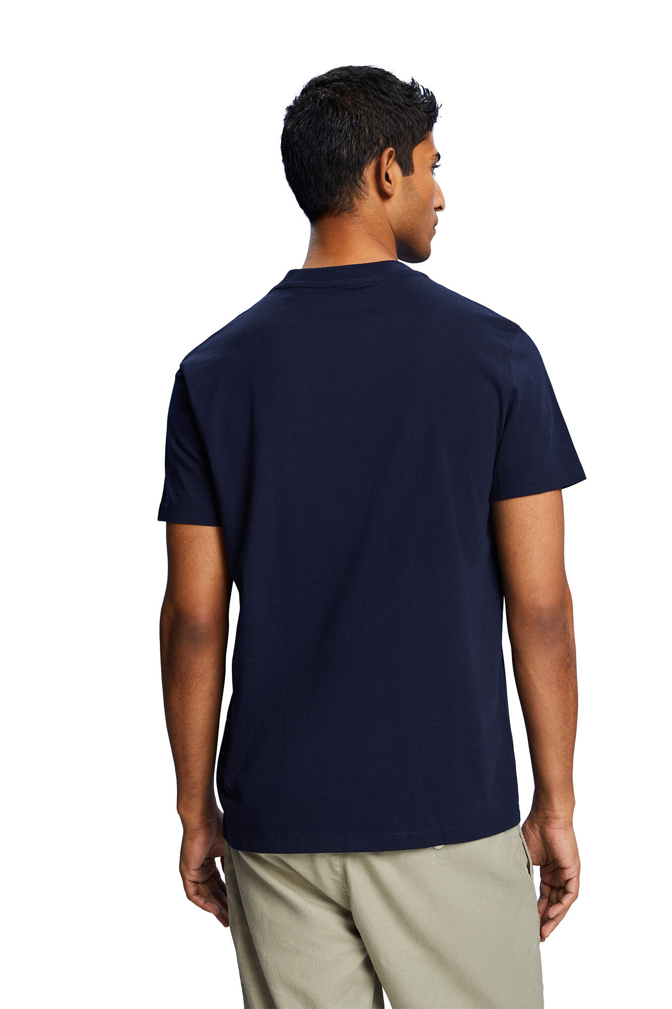 Camiseta de algodão sustentável com logo - Azul marinho