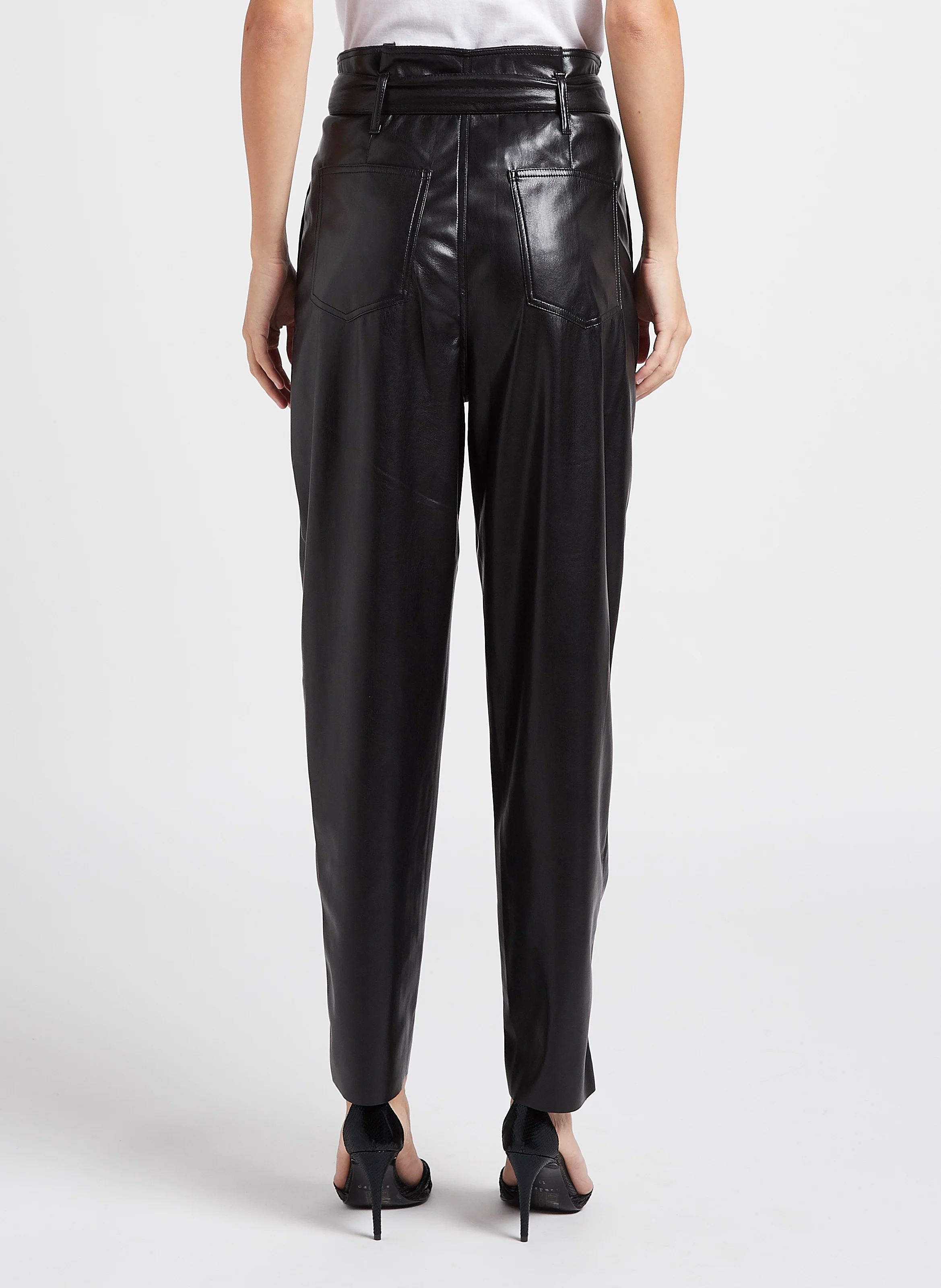 BROCK - Pantalon carotte aspect cuir| Noir