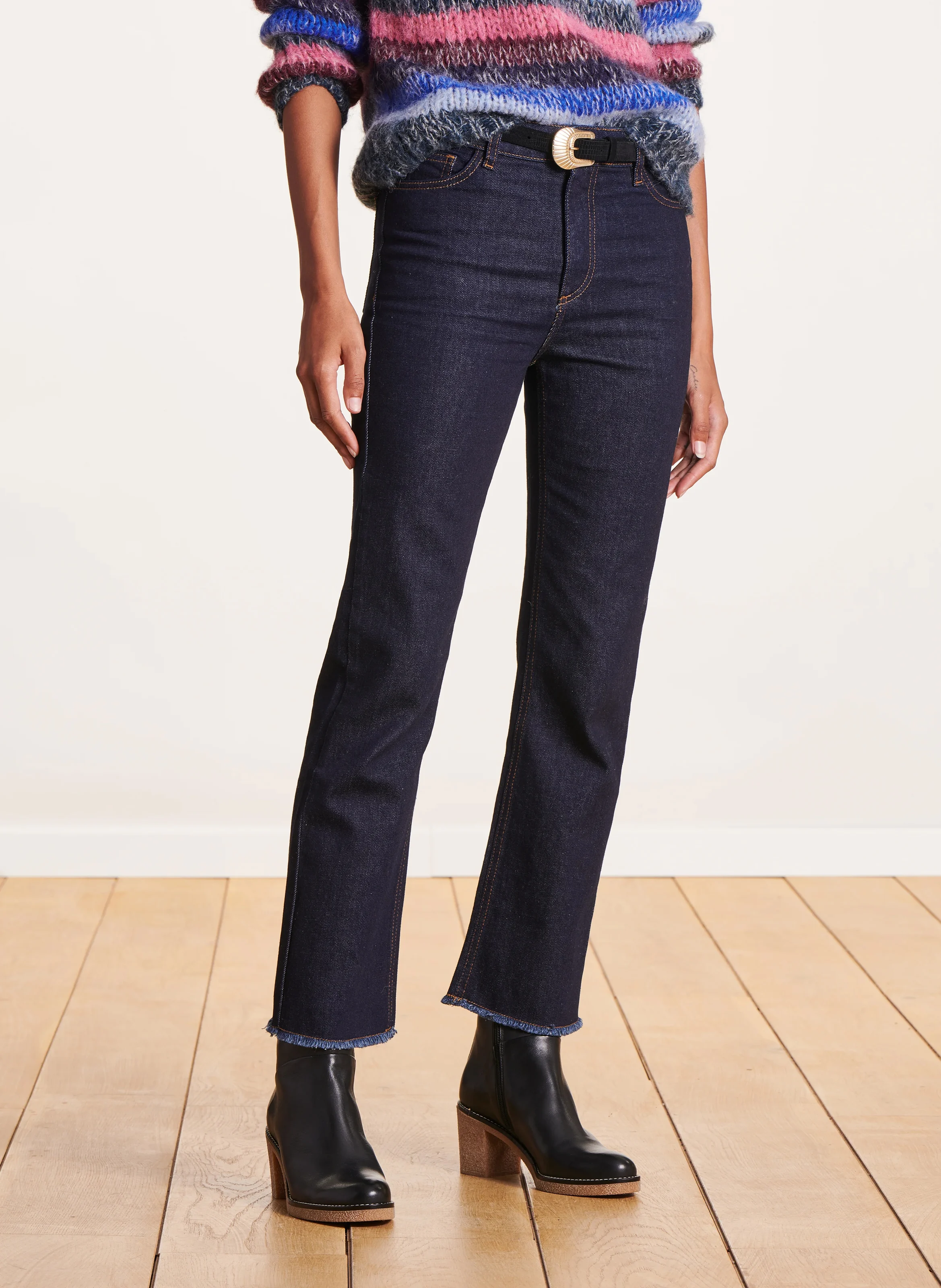 Jean cropped en coton bio | Bleu