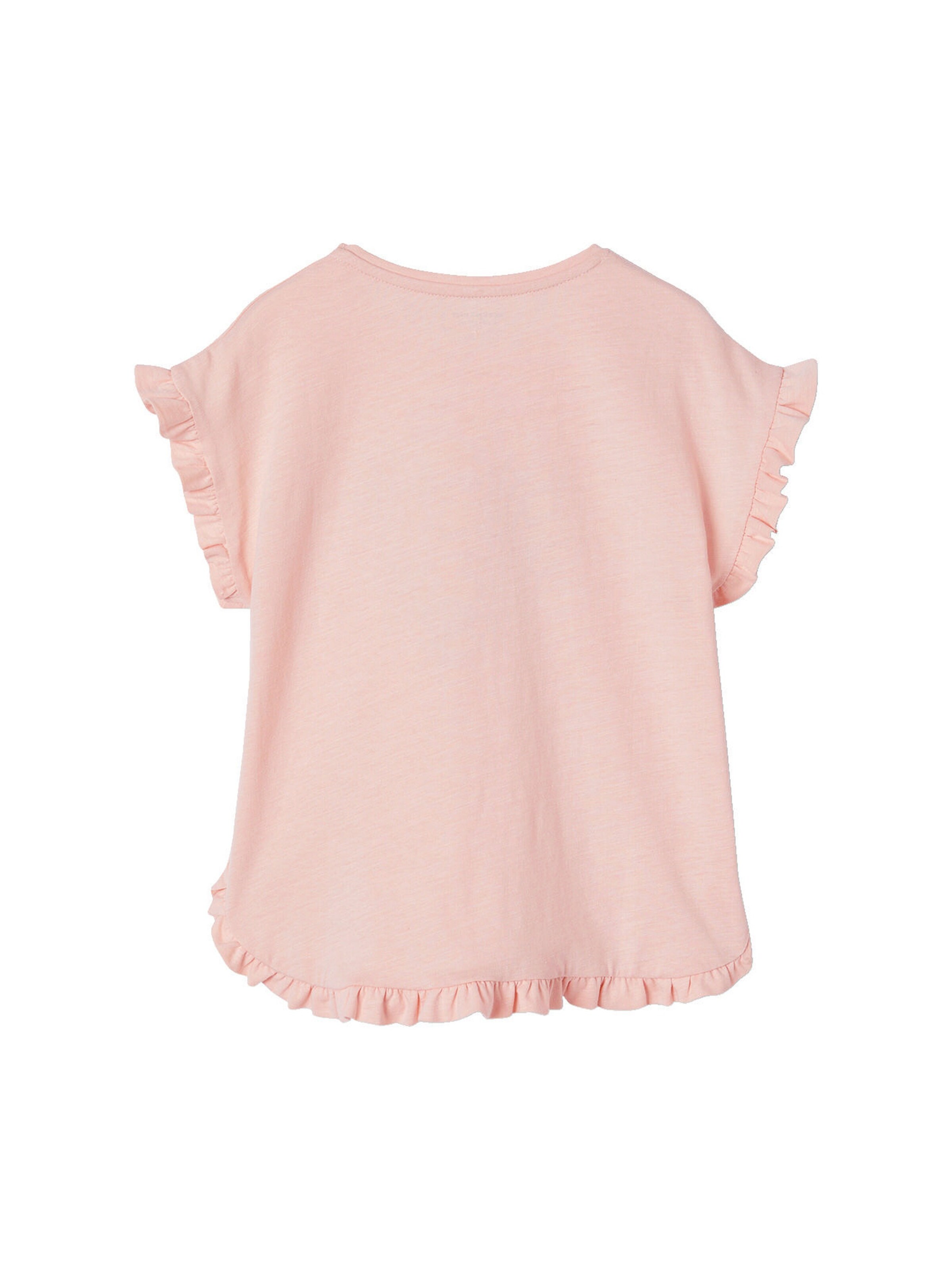 Vertbaudet Mädchen T-Shirt mit Pailletten-Print und Volants hellrosa