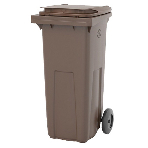 Conteneur 2 roues korok - 120 L – sans barre – biodechets – marron / marron