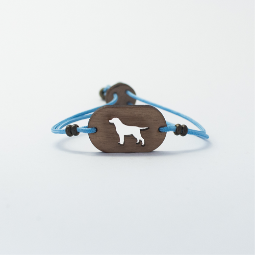 Pulseira personalizável de madeira de labrador, azul