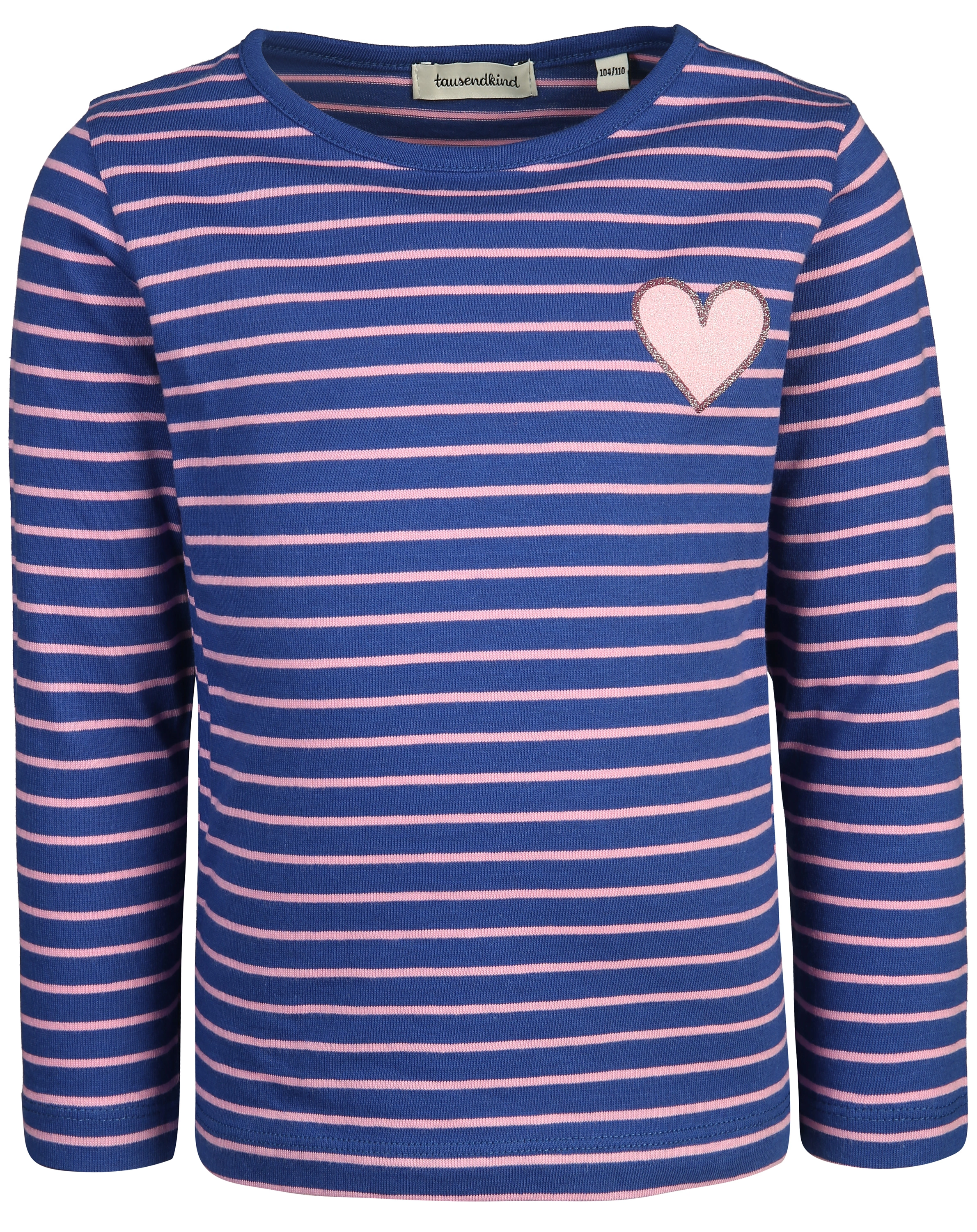 Langarmshirt SMALL HEART gestreift in dunkelblau/pink
