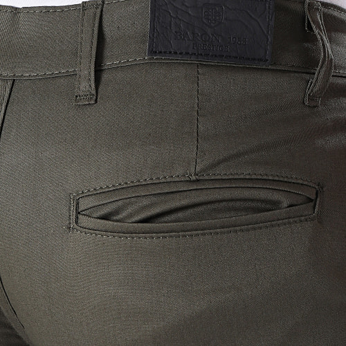 Pantalon Chino Vert Kaki Foncé
