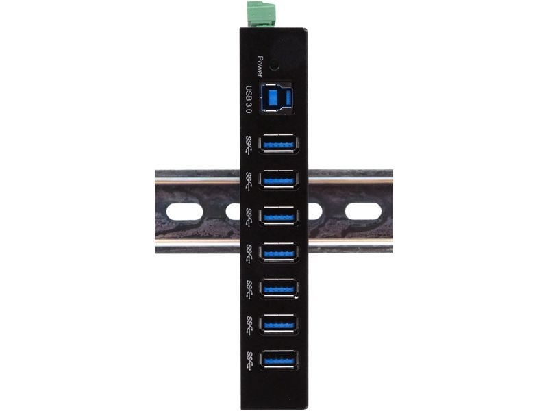 Exsys USB-Hub EX-11237HMS-2 7-Ports USB 3.2 Gen 1 Metall HUB für Tisch, Wand und DIN-Rail, 15KV ESD Schutz