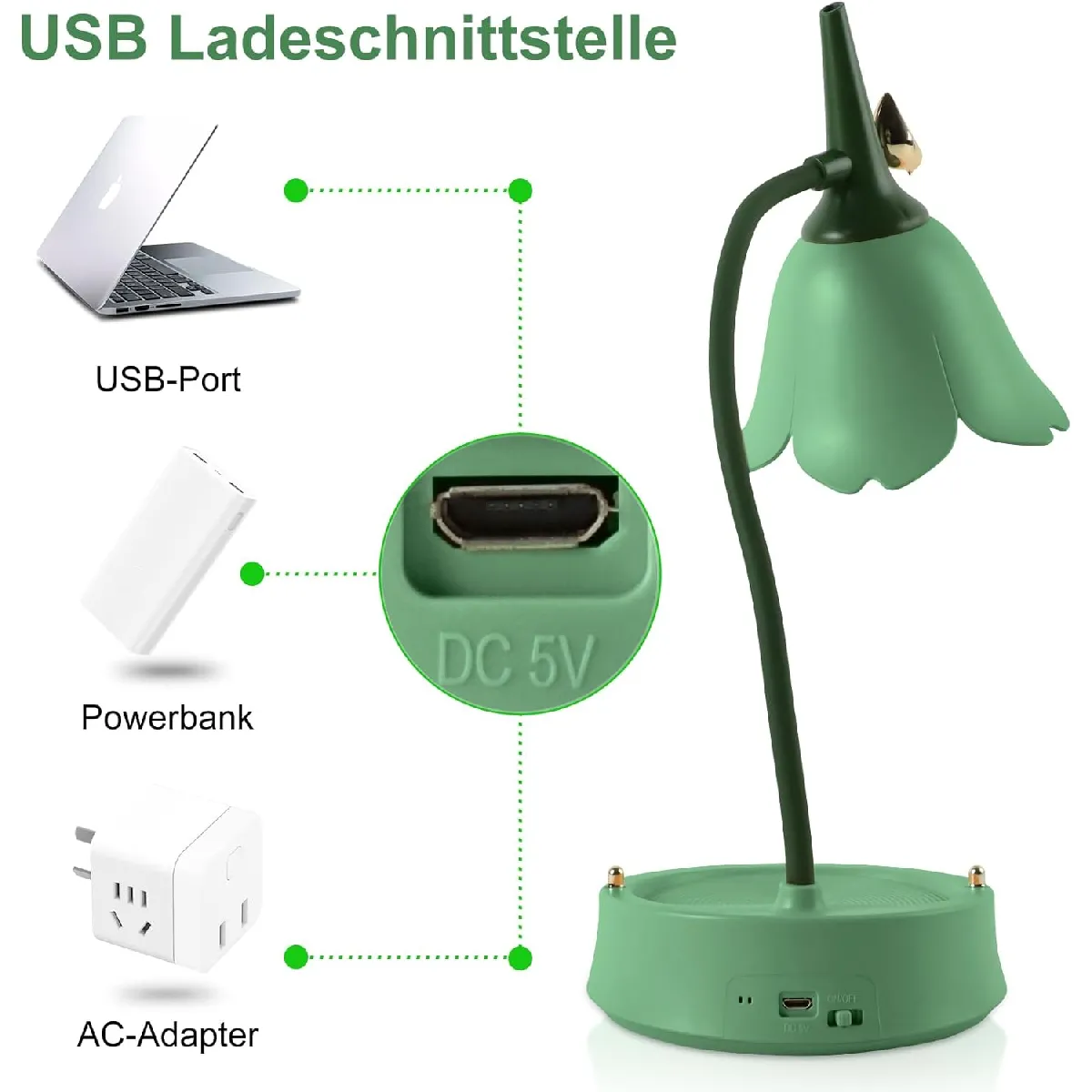 Lampe de Bureau Tactile Vert