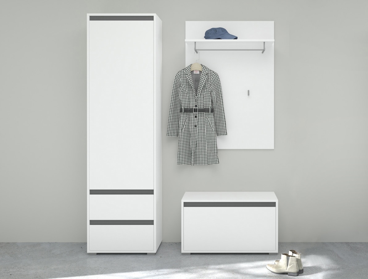 Garderobenschrank Torino 54 x 190 cm weiß/grau