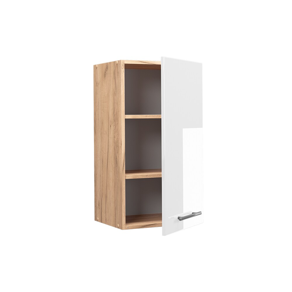 Vicco Hängeschrank Küchenschrank Küchenmöbel Fame-Line Eiche Weiß modern 40 cm Küche Einbauküche Hängeschrank Drehtür Einlegeboden Küchenzeile Hochglanz