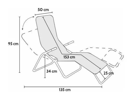 4 chaises longues pliantes pour jardin et plage en acier Porto Cervo