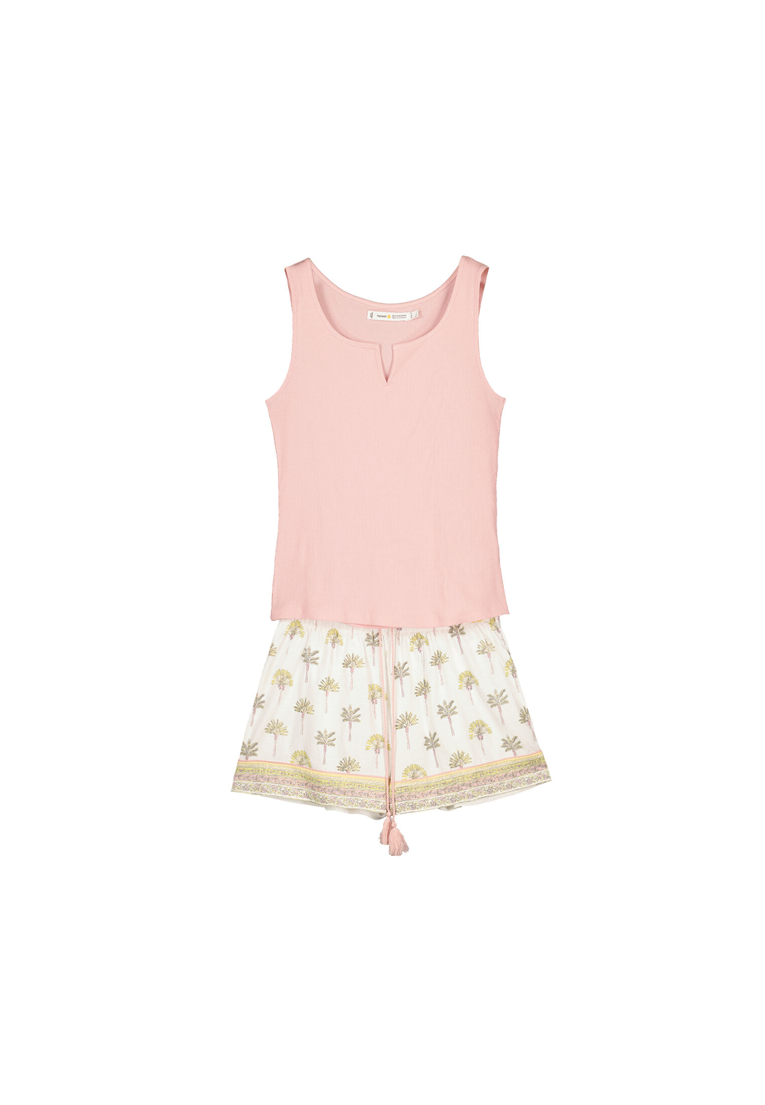 Pijama curto, 100% algodão, alças largas, rosa - rosa