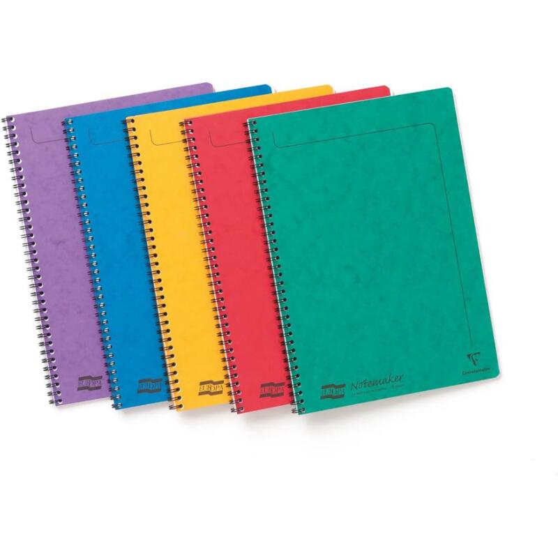 Notemaker Europa cahier reliure intégrale A4 120 pages détachables ligné - Assortiment A