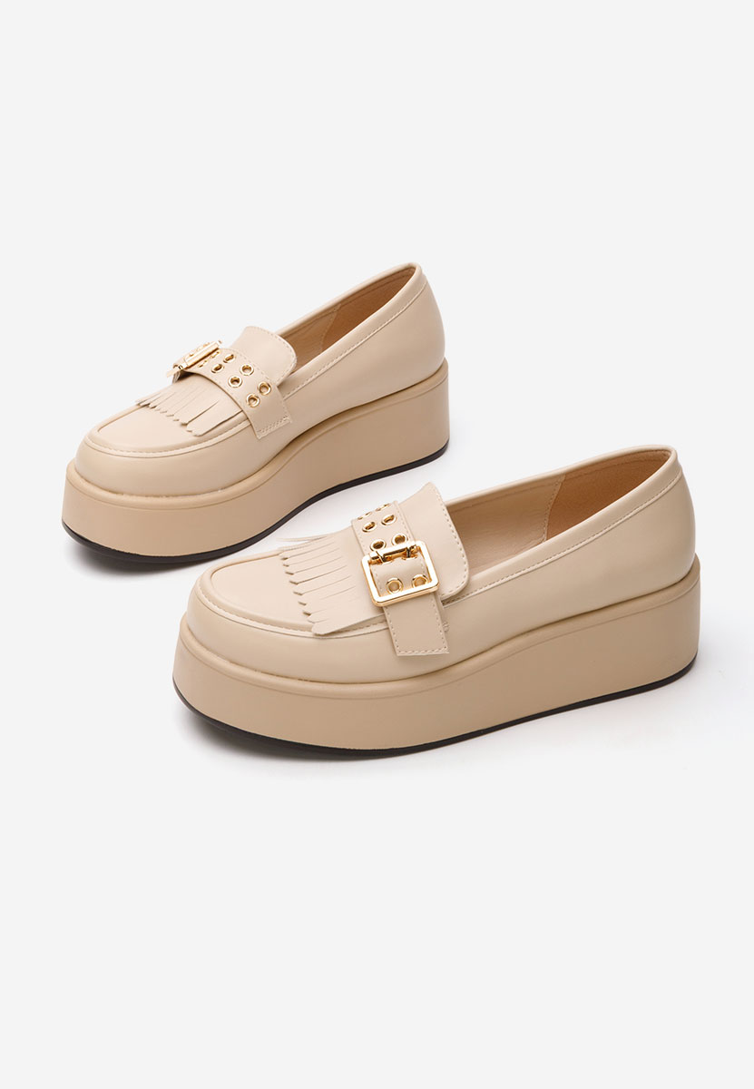 Mocassins à plateforme beige Magie