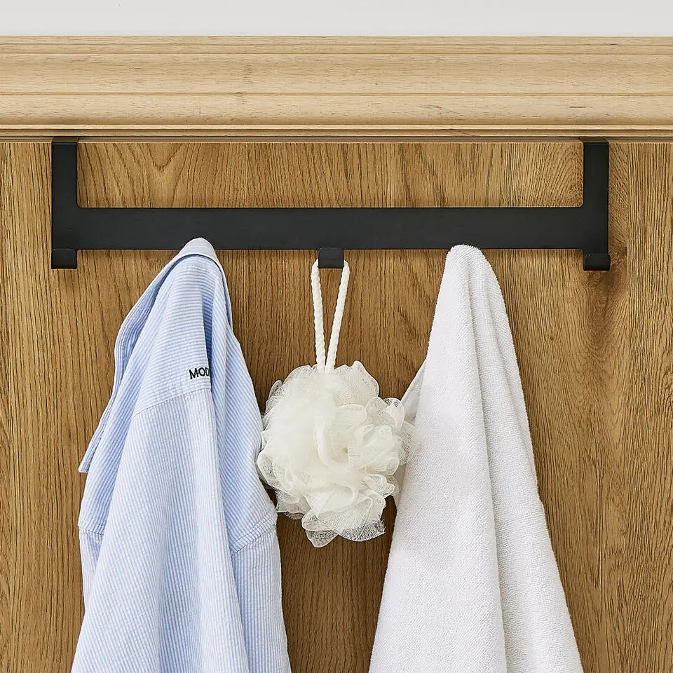 Metalen Deurkapstok Deurhanger Kapstok voor Handdoek en Kleding, Metaal, Zwart
