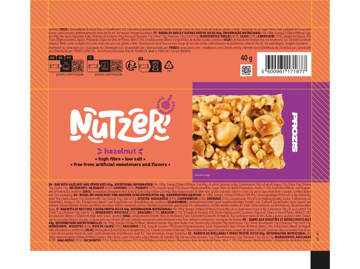 BARRA PROZIS NUTZER AVELÃ 40 G