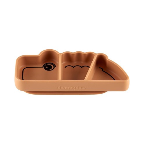 Assiette à goûter antidérapante silicone Croco Moutarde - DONE BY DEER