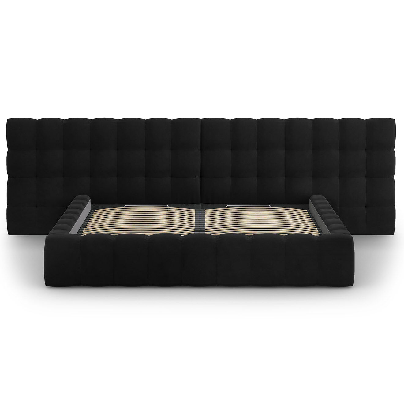 Cosmopolitan Design Lit avec coffre de rangement Bali Velours noir - 200x200 cm