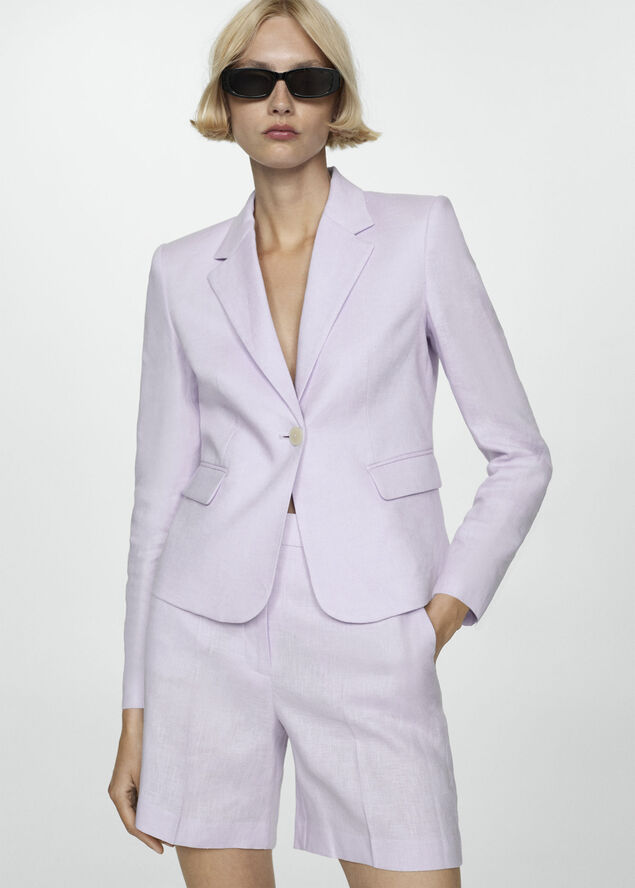 MANGO 100% linen jacket Lt-pastel purple