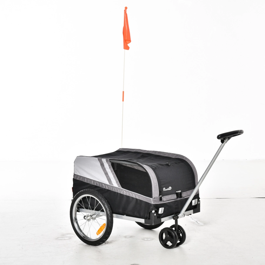 PawHut Hundeanhänger 2 in 1 Trolley schwarz, grau, silber
