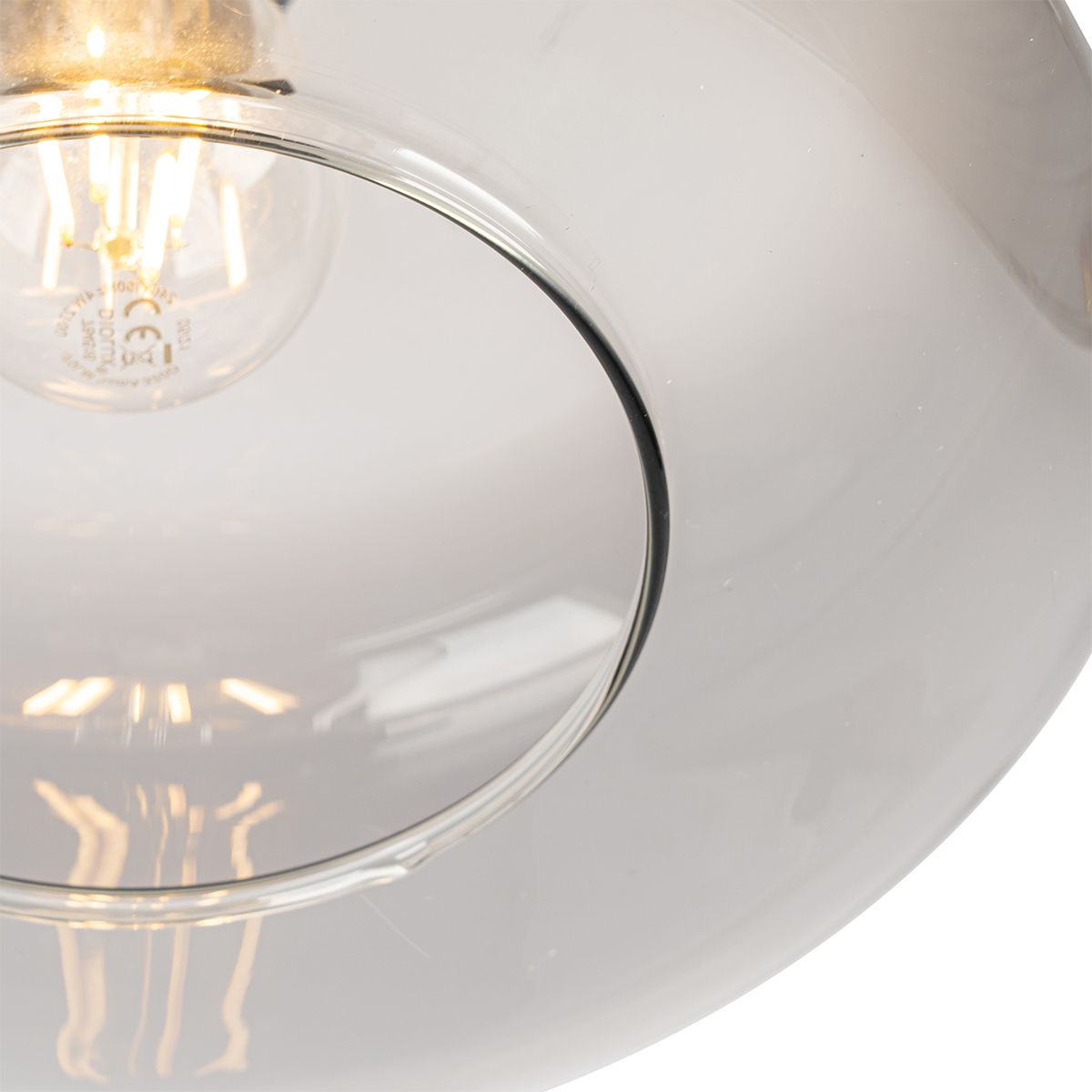 Art deco plafondlamp zwart met smoke glas - Bizle