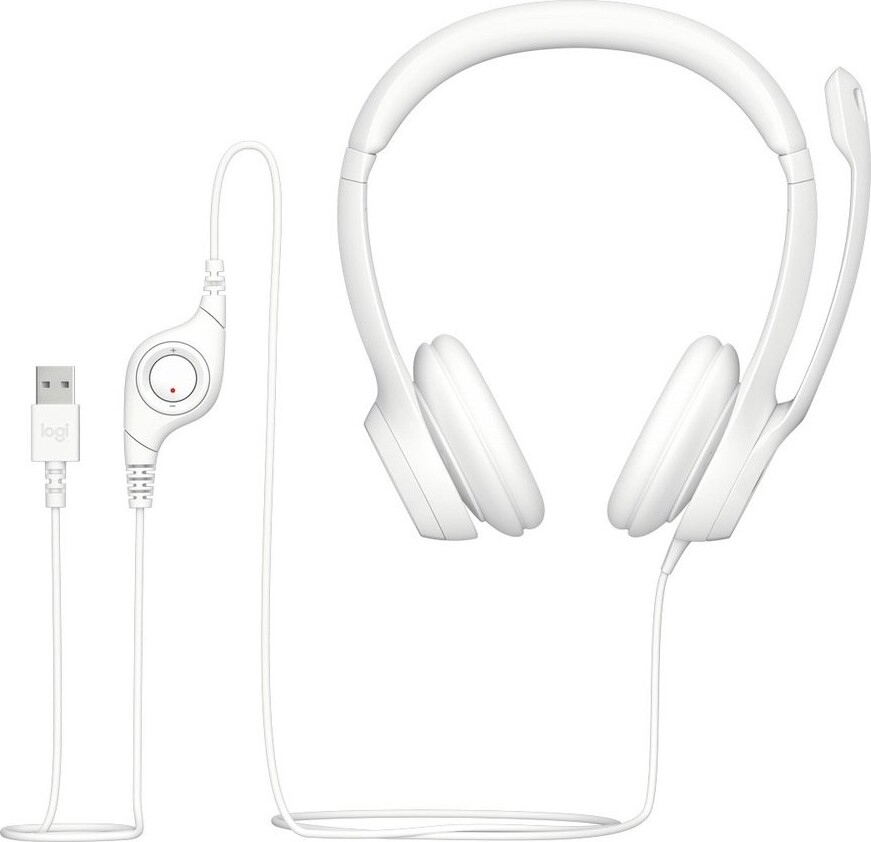 Logitech H390 - Headset Med Mikrofon - USB Wired - Hvid