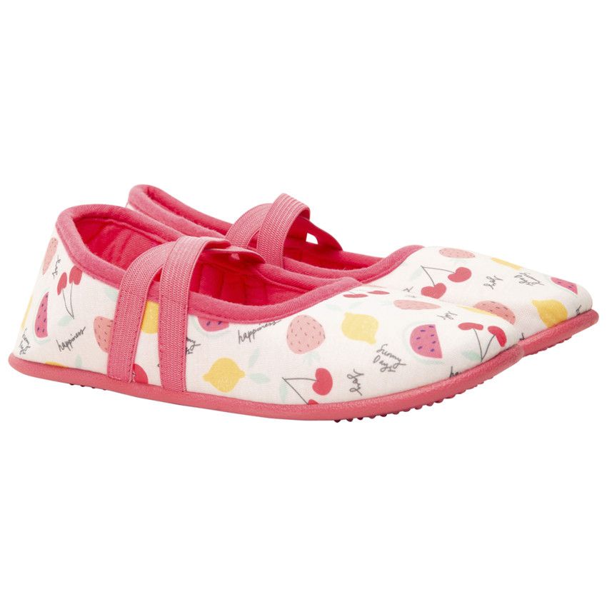 Chaussons forme babies imprimé fruits pour fille - Blanc