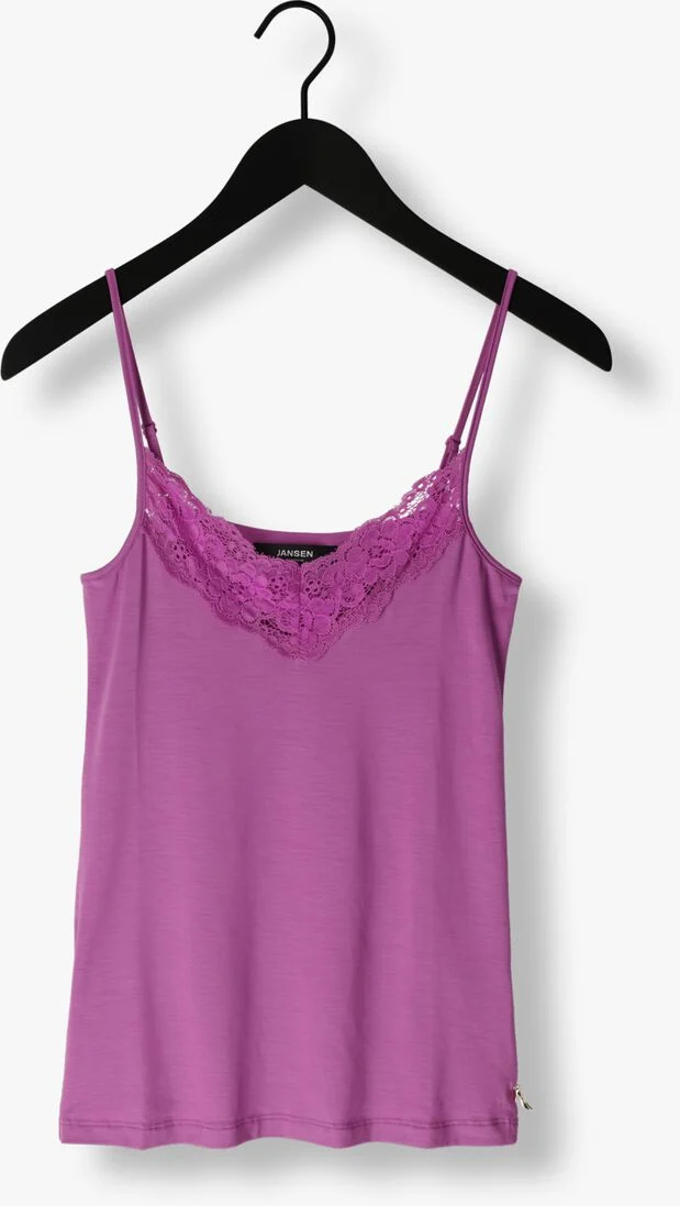 JANSEN AMSTERDAM paarse jansen amsterdam top tc103 singlet with lace at neckline