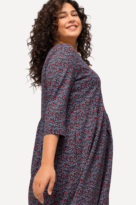 Jerseykleid, Herzen, Carree-Ausschnitt, 3/4-Arm