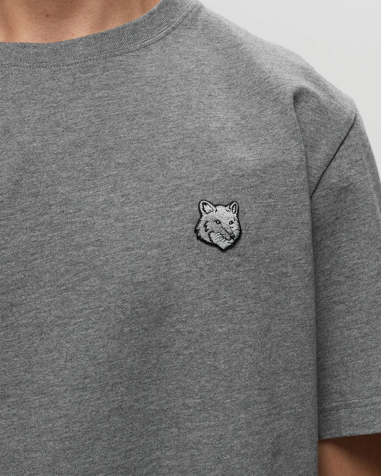 Maison Kitsune BOLD FOX HEAD PATCH COMFORT TEE SHIRT MEDIUM GREY MELANGE