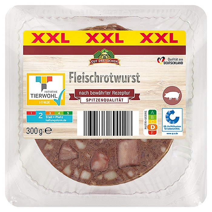 GUT DREI EICHEN Frischwurst-Aufschnitt 300 g, Fleischrotwurst