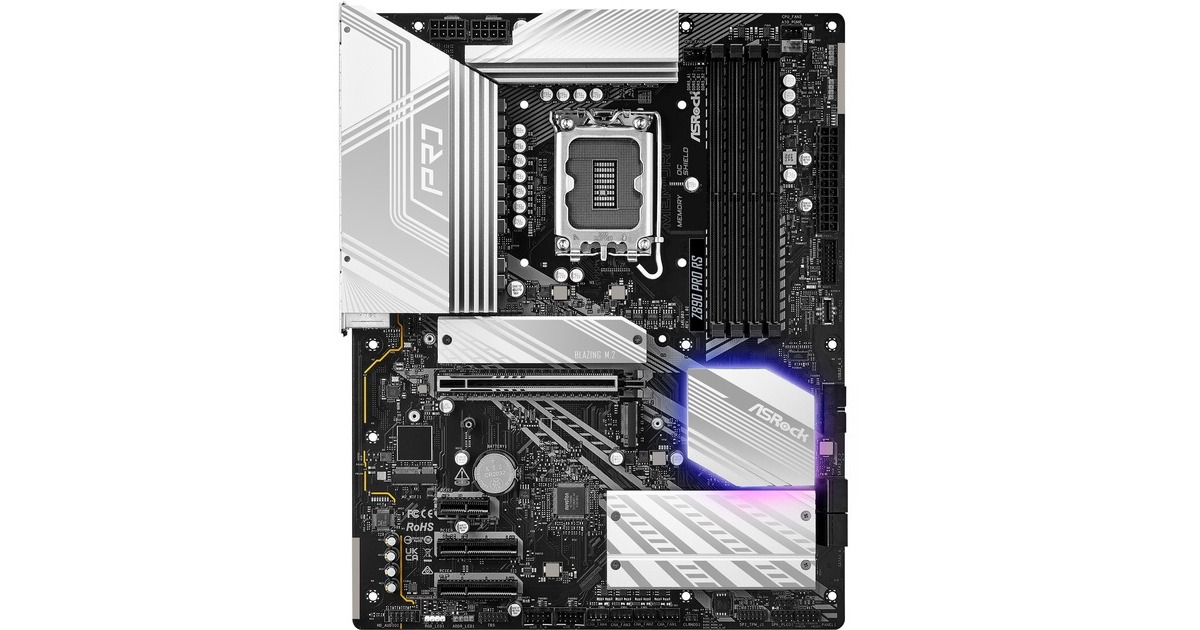 ASRockZ890 Pro RS socket 1851 moederbord  (Zwart/wit, RAID, 2.5 Gb-LAN, Sound, ATX)