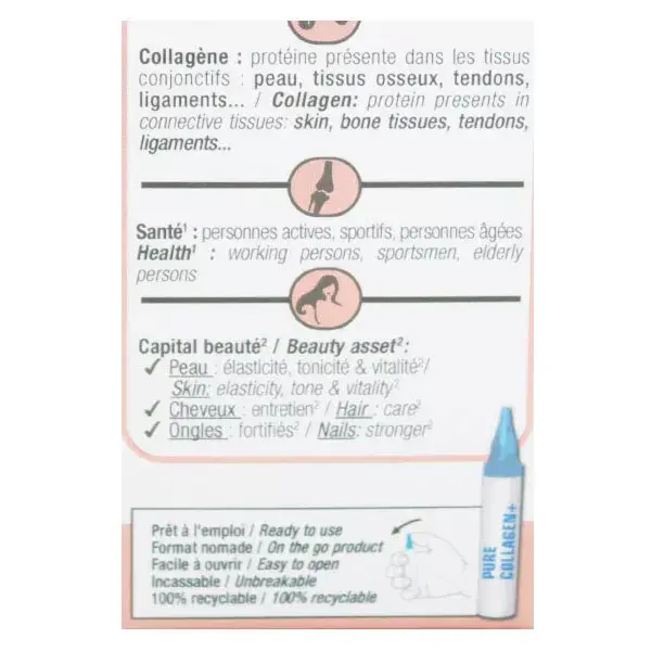 Eric Favre Beauté Pure Collagen+ Pêssego e Limão - Pacote com 3 sachês de dose única (10 sachês cada)