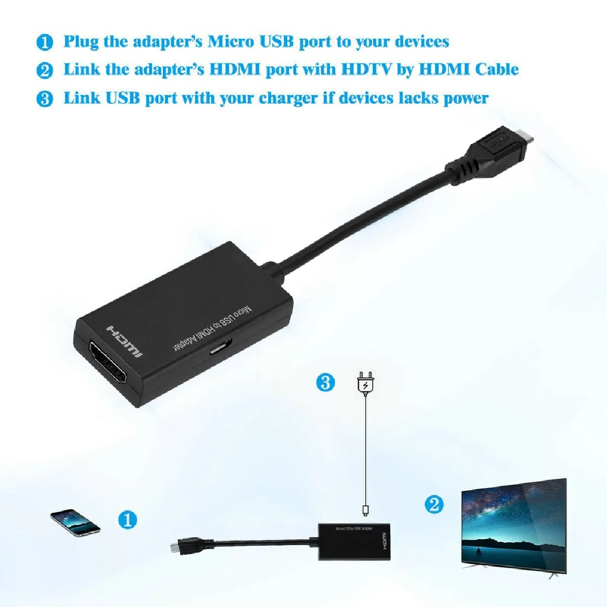 Universal Micro USB to HDMI Adapter