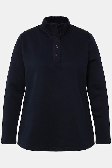 Sweatshirt, Strick-Stehkragen, Knöpfe, Langarm