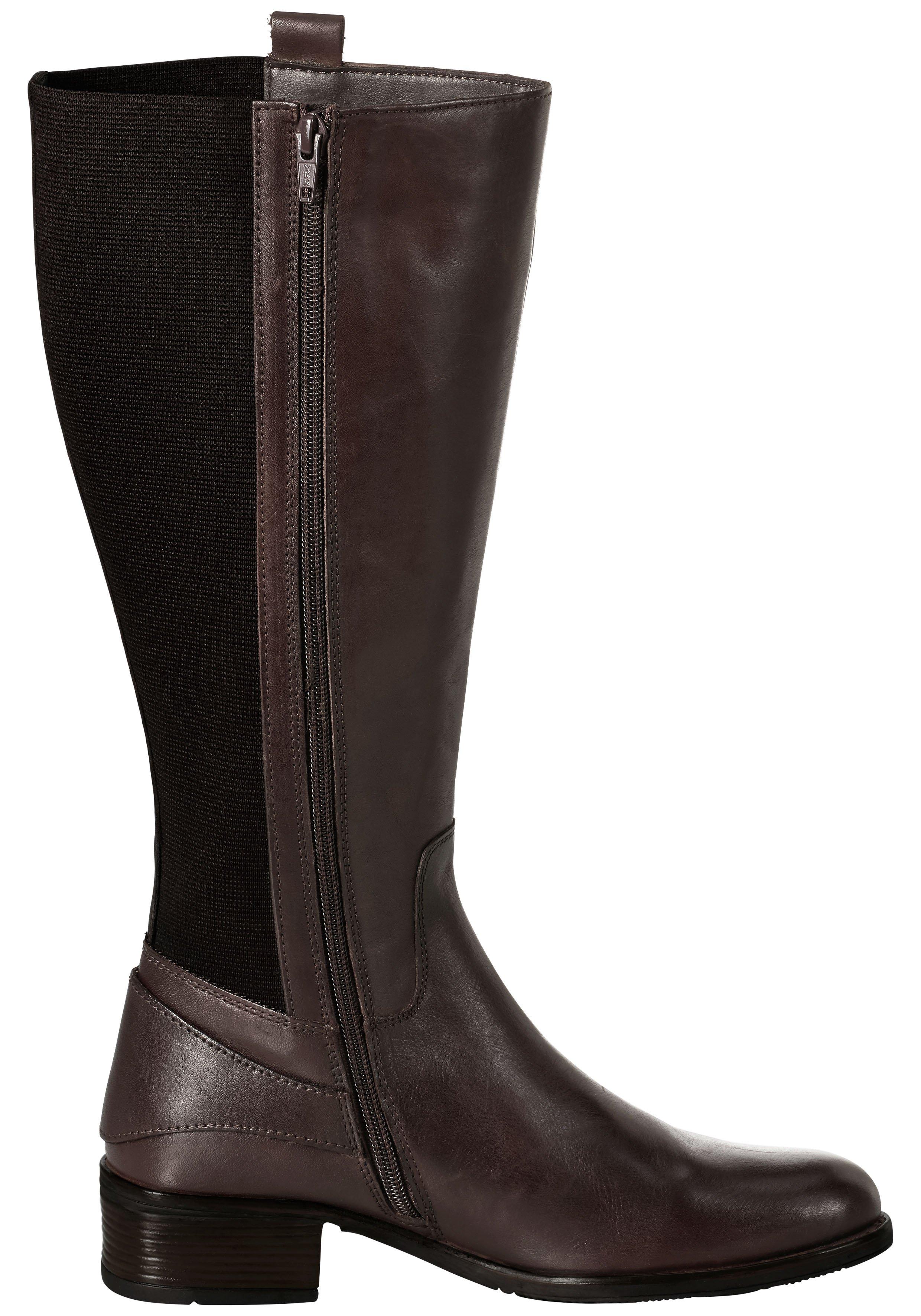 Weitschaftstiefel aus Leder mit Zierschnalle