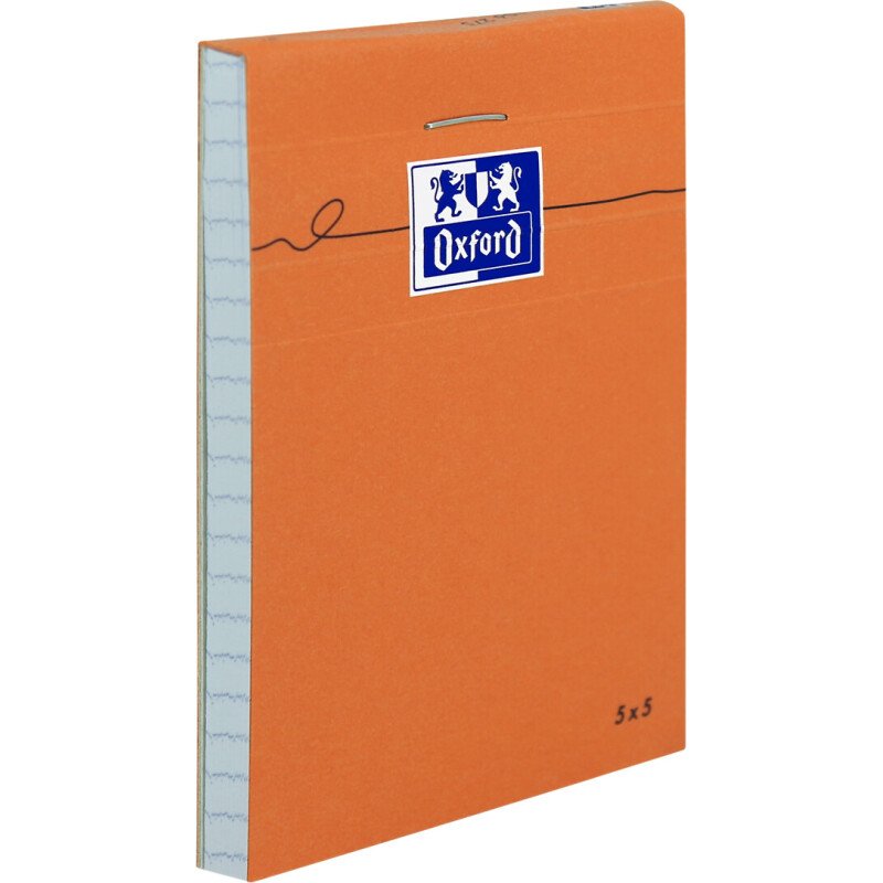 Bloc de bureau orange Oxford 7,5 x 10,5 cm agrafé 5 x 5 mm - 80 feuilles