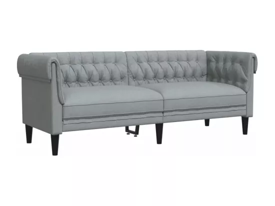 Canapé Chesterfield 3 places gris clair tissu