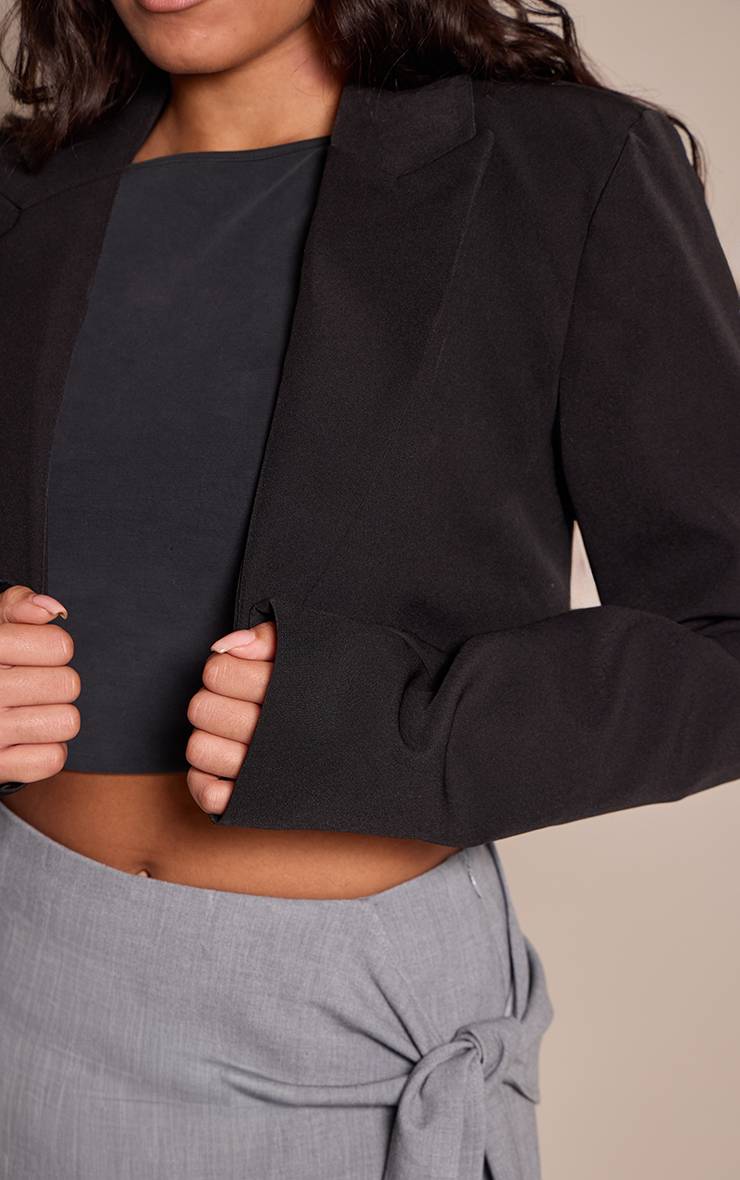Noir Blazer Court Ajusté Shape Ensemble Coordonné