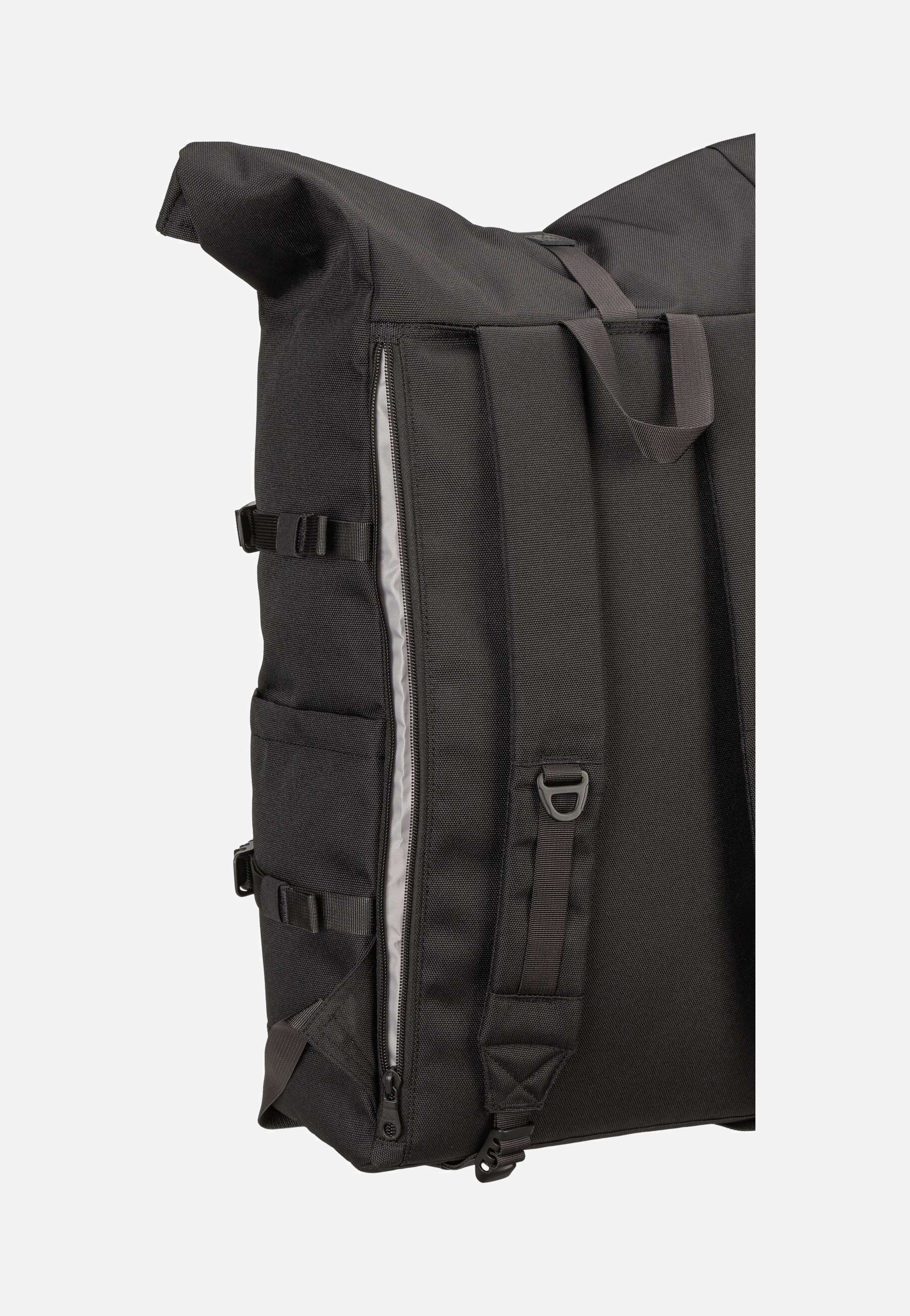 Icon BP L Black/Black Leather - Rolltop Rucksack