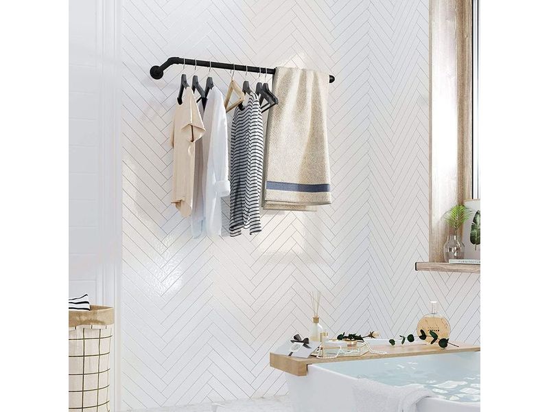 Songmics Wandgarderobe 92 cm x 7.5 cm, Schwarz Kleiderständer