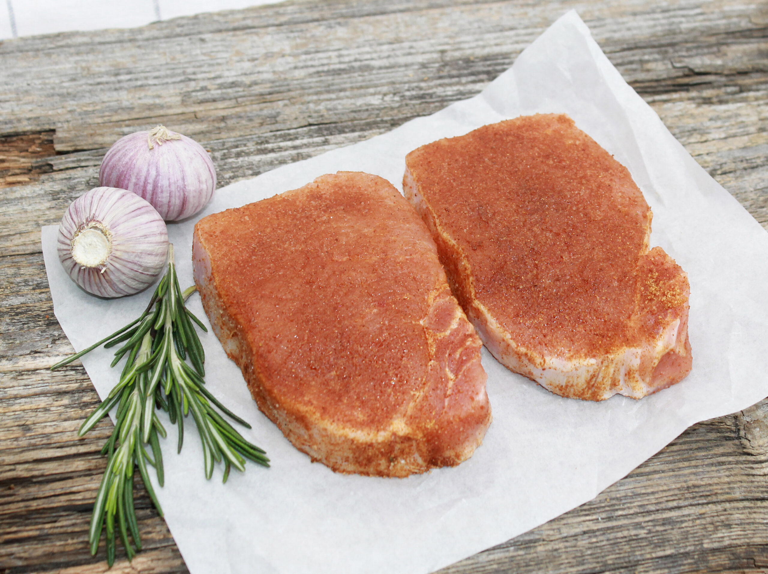 Schweinerücken Steak, gewürzt