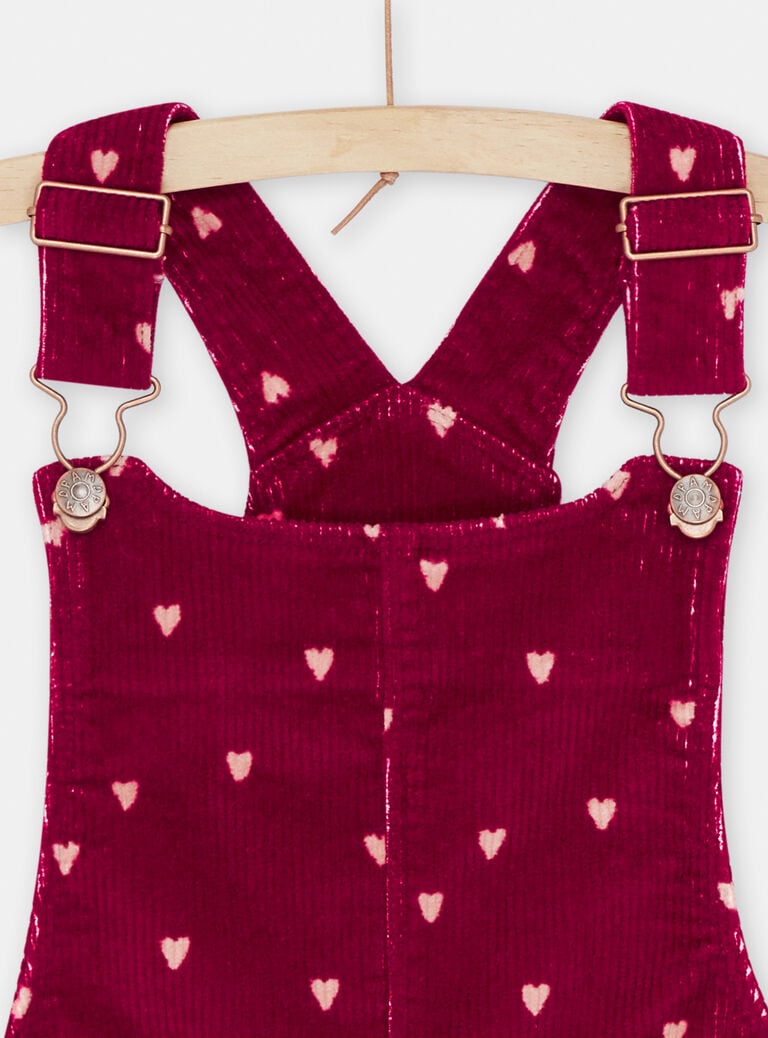 Robe salopette prune à imprimé cœur