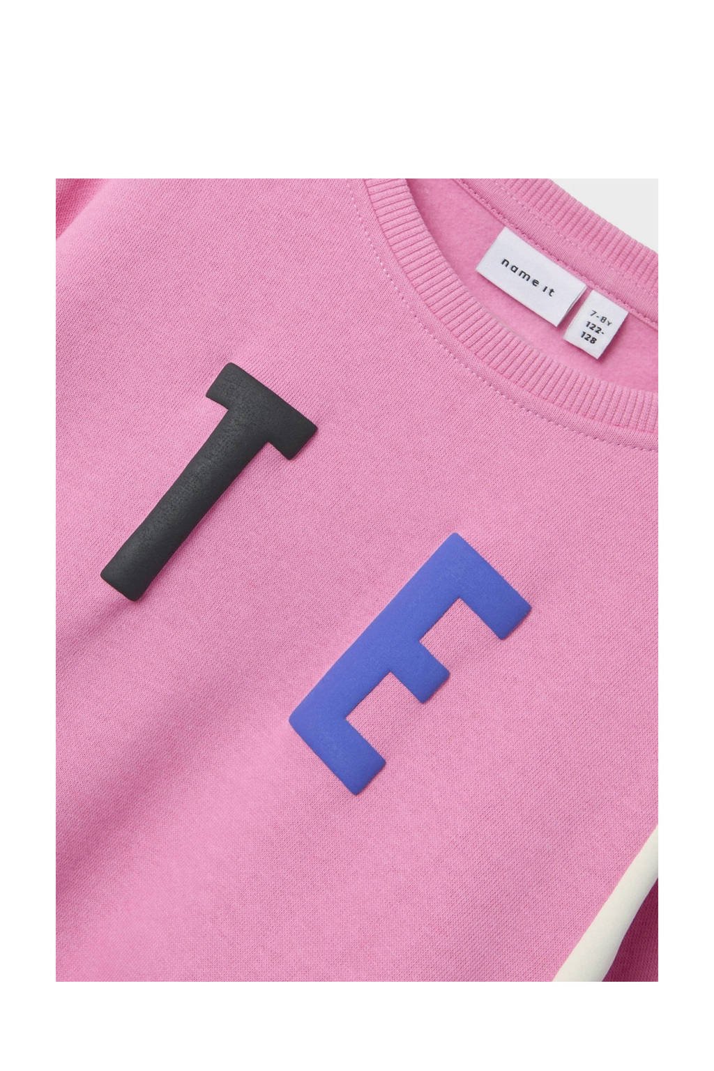 NAME IT sweater NKFPLILJE met tekst roze