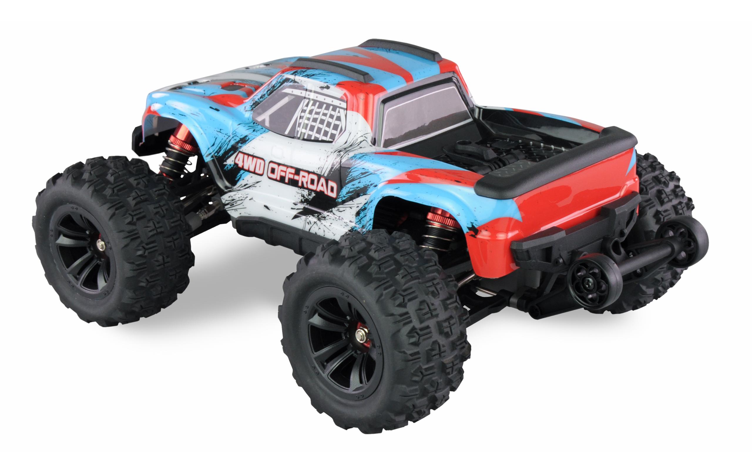 Monster Truck Hyper GO Brushless 4WD, Blau/Weiss, 1:16, RTR<br>Off-Road RC Modellauto mit Allradantrieb und 45 km/h Höchstgeschwindigkeit
