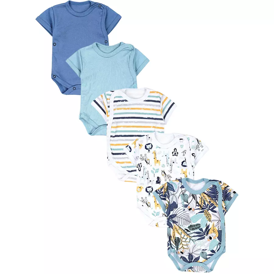 TupTam Baby Jungen Kurzarm Wickelbody 5er Set grünorange