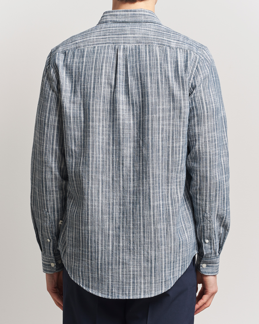 Samsøe Samsøe Liam Cotton/Linen Striped Shirt Orion Blue