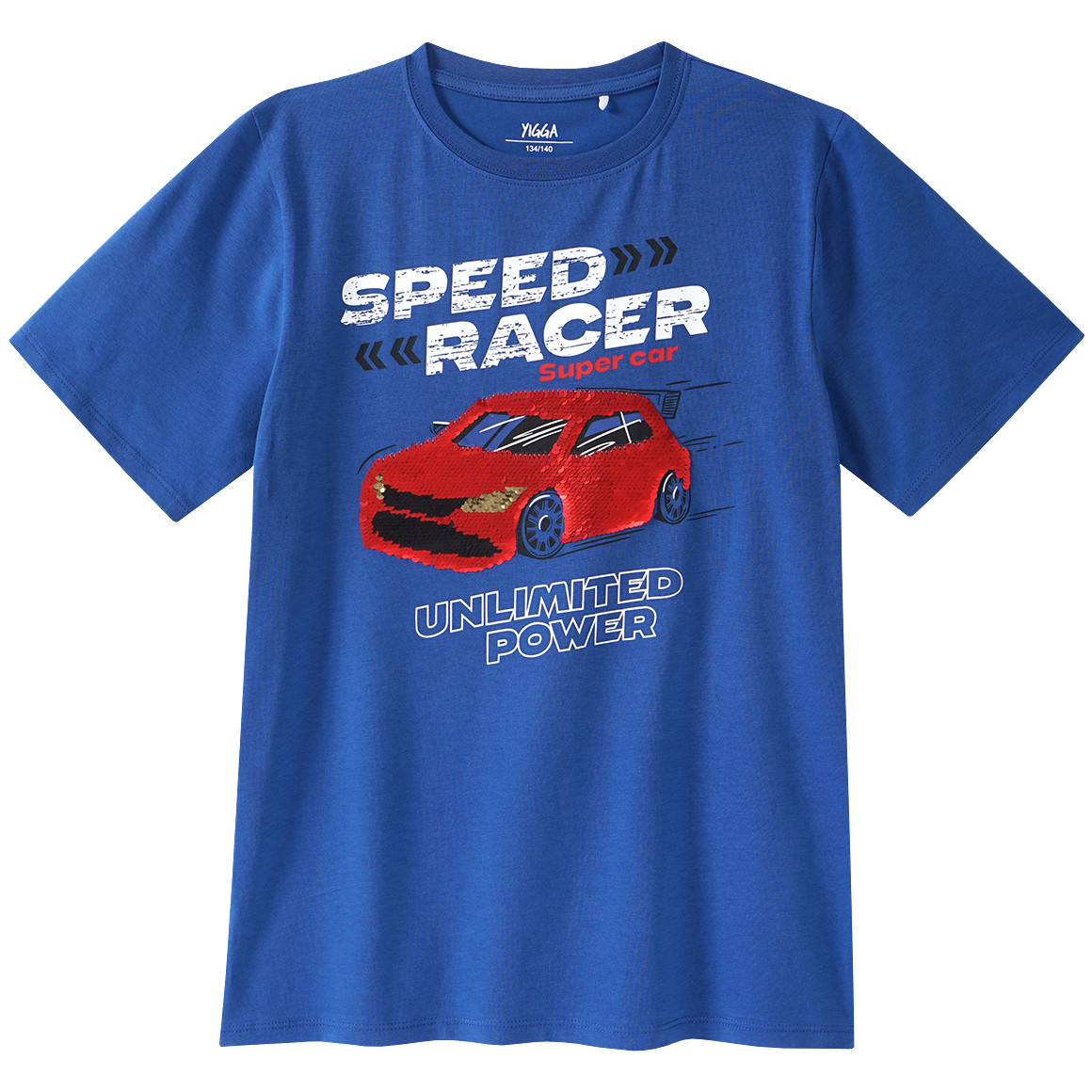 Yigga Jungen T-Shirt mit Wendepailletten blau