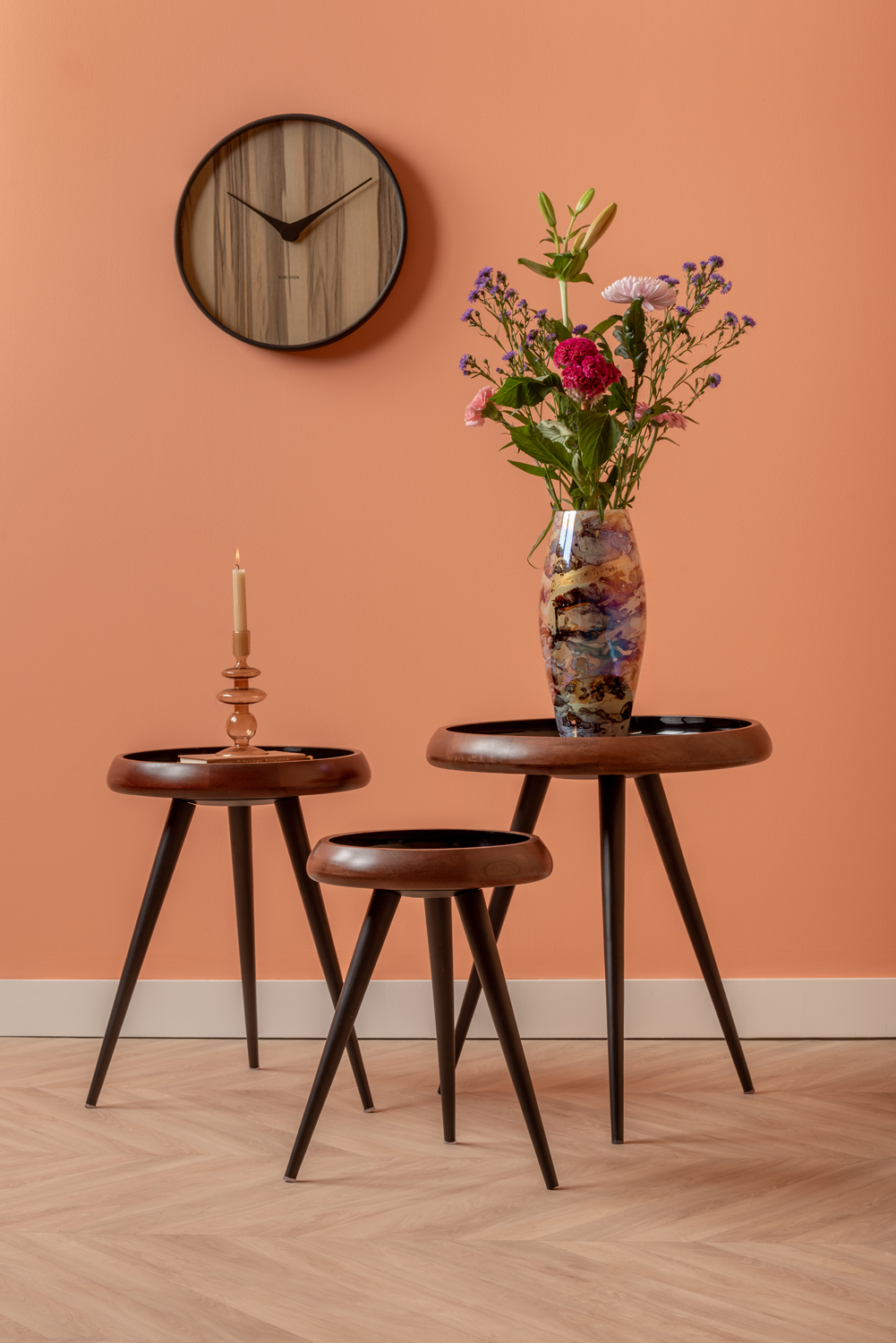 Vase Melange cone pearly chocolate brown
