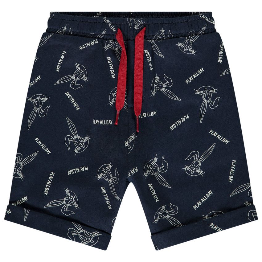 Bermuda en molleton imprimé Bugs Bunny Warner pour bébé garçon - Bleu marine